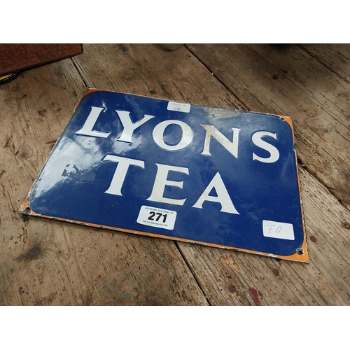 271 - Lyons Tea double sided enamel advertising sign. {25 cm H x 36 cm W}.