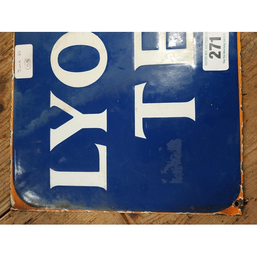 271 - Lyons Tea double sided enamel advertising sign. {25 cm H x 36 cm W}.