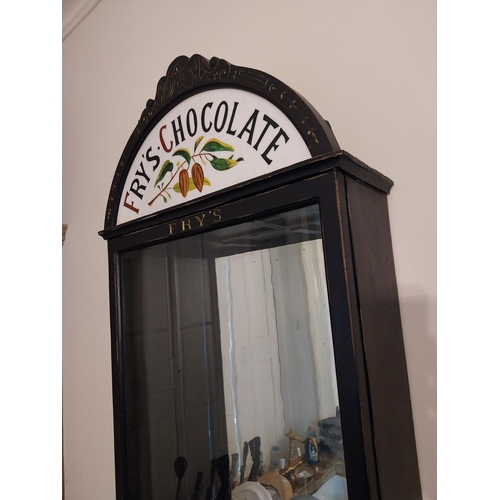 276 - Rare early 20th C. J S Fry's & Sons Chocolate ebonised wall cabinet wall cabinet with mirrored back ... 