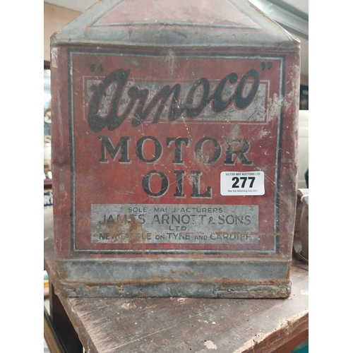 277 - 1930's tinplate haystack Arnoco Motor Oil can. {42 cm H x 26 cm W x 26 cm D}.