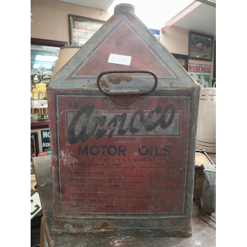 277 - 1930's tinplate haystack Arnoco Motor Oil can. {42 cm H x 26 cm W x 26 cm D}.