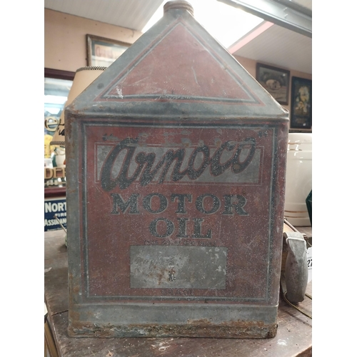 277 - 1930's tinplate haystack Arnoco Motor Oil can. {42 cm H x 26 cm W x 26 cm D}.