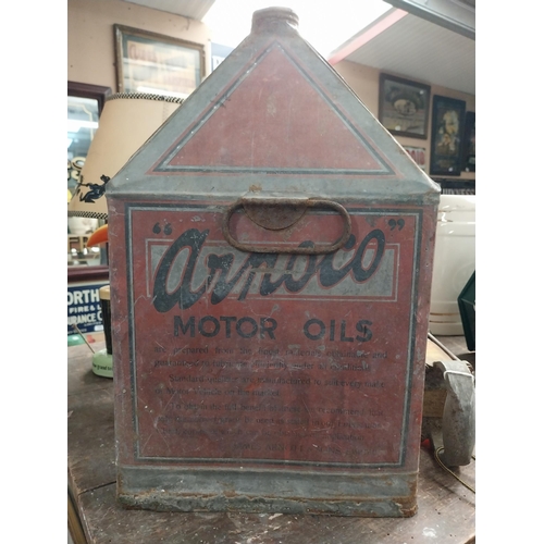 277 - 1930's tinplate haystack Arnoco Motor Oil can. {42 cm H x 26 cm W x 26 cm D}.