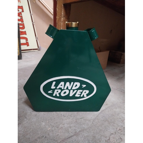 280 - Landrover tin oil can with brass cap. {32 cm H x 33 cm W x 11 cm D}.