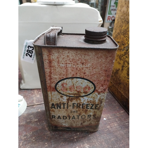 283 - Esso Anti Freeze Radiator metal can. {23 cm H x 8 cm W x 14 cm D}.