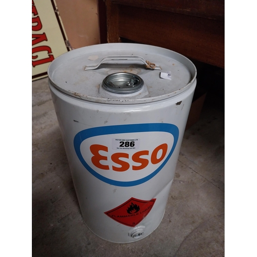 286 - 1960's Esso five gallon oil drum. {47 cm H x 28 cm W}.