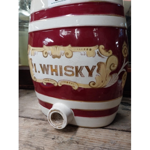 29 - Good quality early 20th C. Irish Whiskey ceramic dispenser {28 cm H x 25 cm W x 20 cm D}.