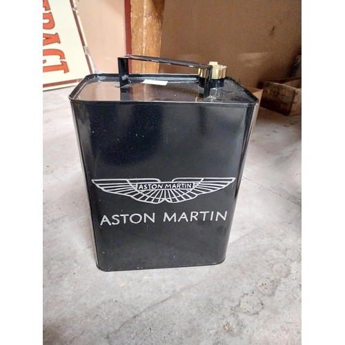 290 - Aston Martin tinplate petrol can. {30 cm H x 24 cm W x 15 cm D}.