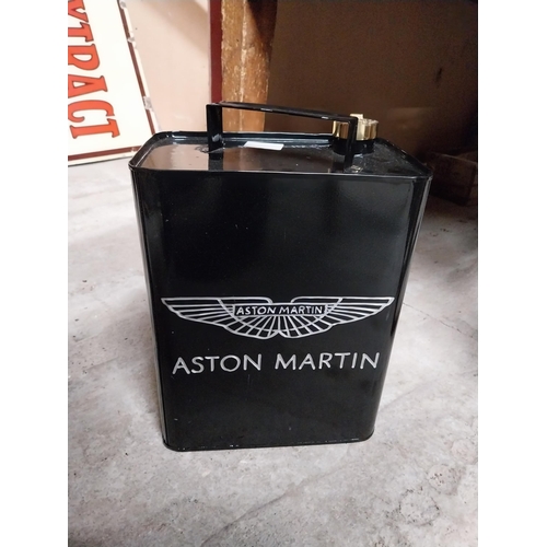 290 - Aston Martin tinplate petrol can. {30 cm H x 24 cm W x 15 cm D}.