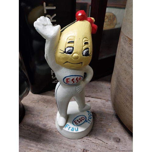 291 - Esso cast iron advertising figure. {24 cm H x 9 cm Dia}.