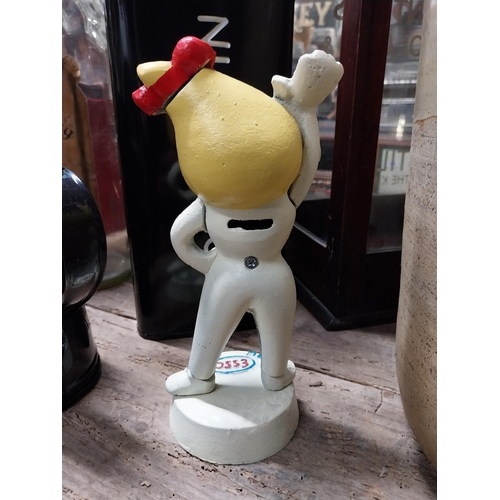 291 - Esso cast iron advertising figure. {24 cm H x 9 cm Dia}.