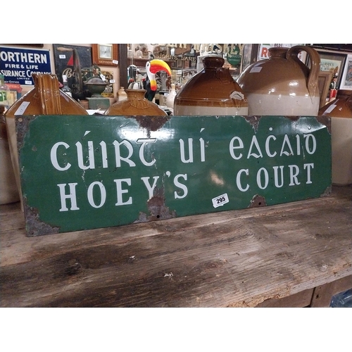 295 - Rare 1930's sign denoting Hoey's Court, the former birthplace of Jonathan Swift, which has since bee... 