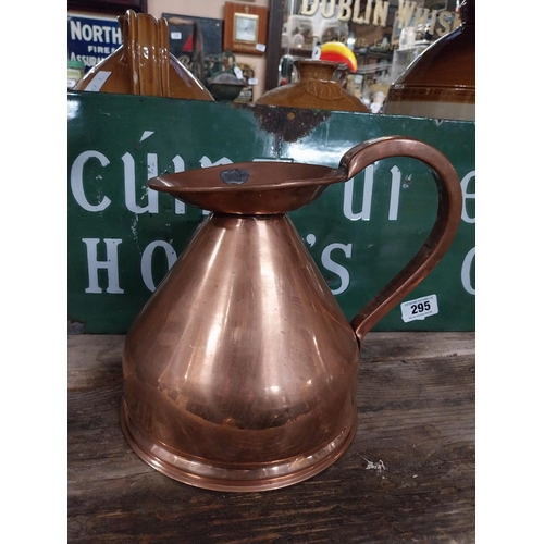 296 - Set  of four graduated copper haystack measures. {28 cm H x 30 cm Dia. to 12 cm H x 13 cm Dia.}