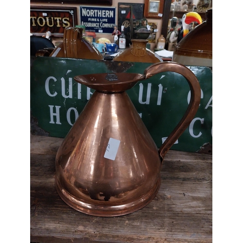 296 - Set  of four graduated copper haystack measures. {28 cm H x 30 cm Dia. to 12 cm H x 13 cm Dia.}