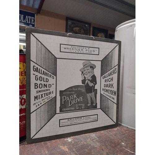 299 - Gallaher's tobacco and cigarettes double sided advertising draught board.  {38 cm H x 38 cm W}