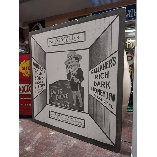 299 - Gallaher's tobacco and cigarettes double sided advertising draught board.  {38 cm H x 38 cm W}