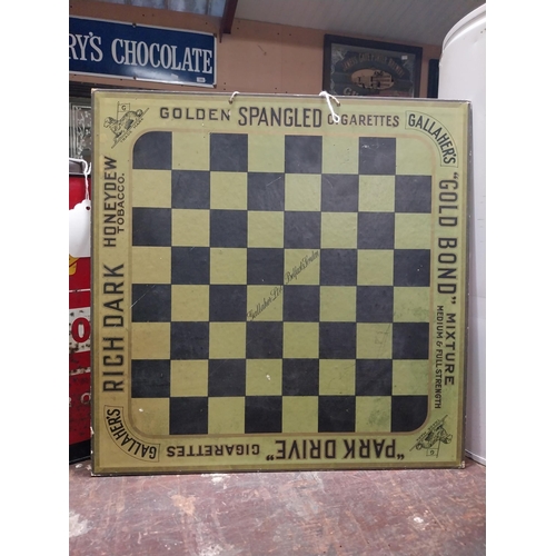 299 - Gallaher's tobacco and cigarettes double sided advertising draught board.  {38 cm H x 38 cm W}