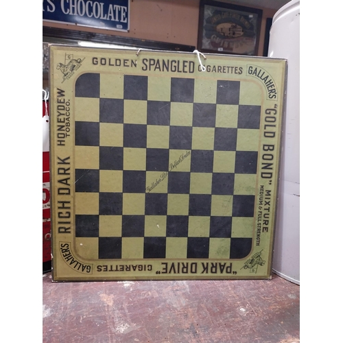 299 - Gallaher's tobacco and cigarettes double sided advertising draught board.  {38 cm H x 38 cm W}