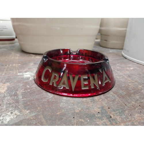 302 - Craven A glass advertising ashtray. {4 cm H x 14 cm Dia.}