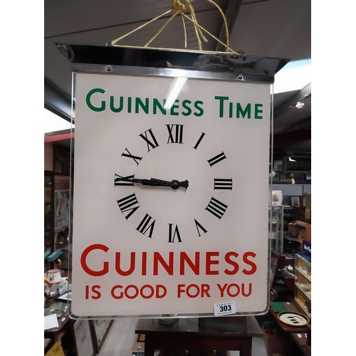 303 - Guinness Time Guinness is Good for You chrome and glass battery operated advertising clock. {55 cm H... 