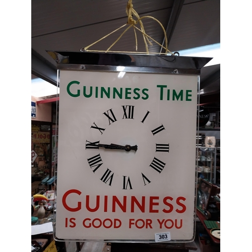 303 - Guinness Time Guinness is Good for You chrome and glass battery operated advertising clock. {55 cm H... 