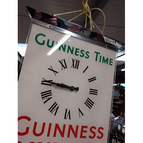 303 - Guinness Time Guinness is Good for You chrome and glass battery operated advertising clock. {55 cm H... 