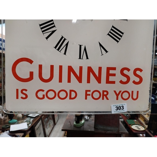 303 - Guinness Time Guinness is Good for You chrome and glass battery operated advertising clock. {55 cm H... 