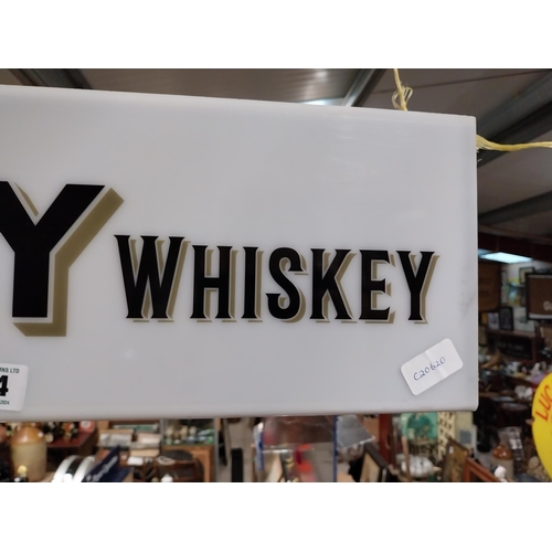 304 - Paddy Whiskey Perspex light up advertising box. {20 cm H x 67 cm W x 17 cm D}.