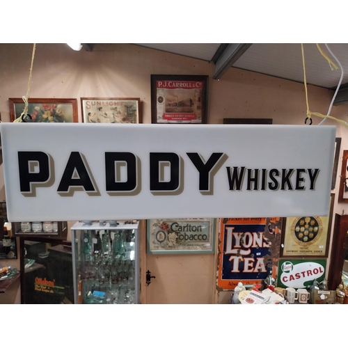 304 - Paddy Whiskey Perspex light up advertising box. {20 cm H x 67 cm W x 17 cm D}.