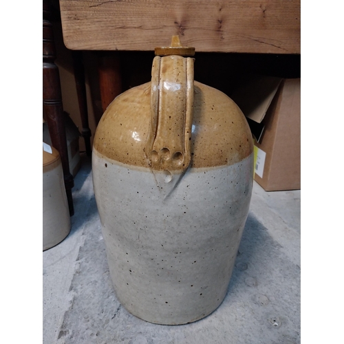 305 - Two 19th C. stoneware flagons. {31 cm H x 17 cm Dia.}.