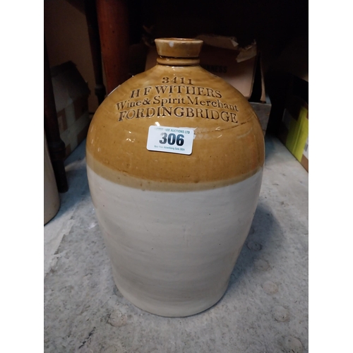 306 - H F Winters Fording bridge two gallon stoneware flagon with some damage {31 cm H x 20 cm Dia}  and S... 