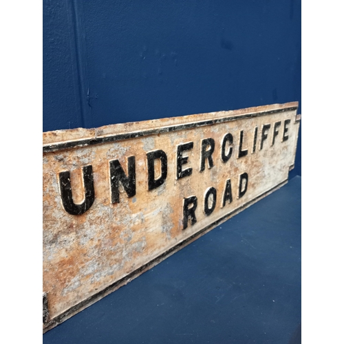 307A - Cast iron road sign Underliffe Road {H 32cm x W 108cm }.