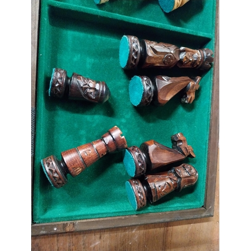 313 - 1970's boxed Chess set. {6 cm H x 49 cm W x 35 cm D}.