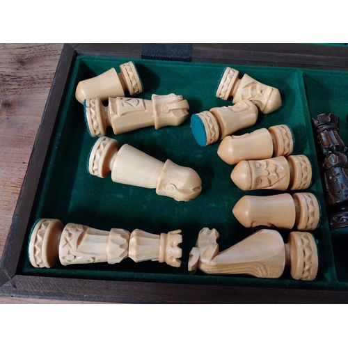 313 - 1970's boxed Chess set. {6 cm H x 49 cm W x 35 cm D}.