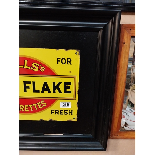 318 - Original Wills's Gold Flake Cigarettes enamel advertising in wooden frame. {Enamel 31 cm H x 36 cm W... 