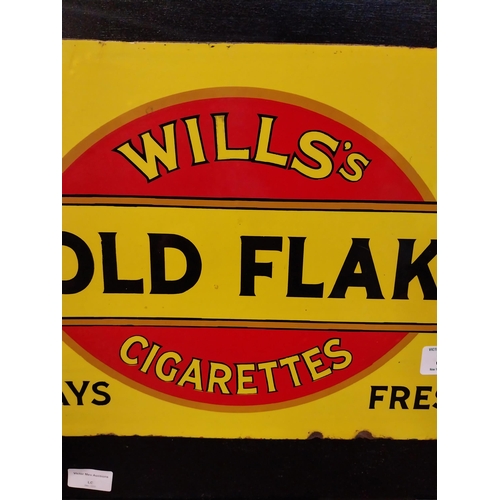 318 - Original Wills's Gold Flake Cigarettes enamel advertising in wooden frame. {Enamel 31 cm H x 36 cm W... 