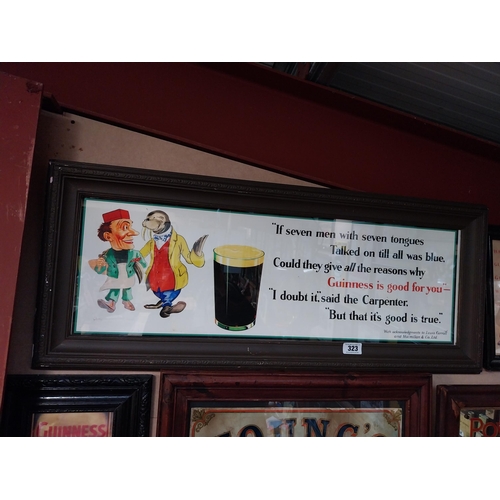 323 - Guinness Seven Men framed advertising print. {33 cm H x 104 cm W}.