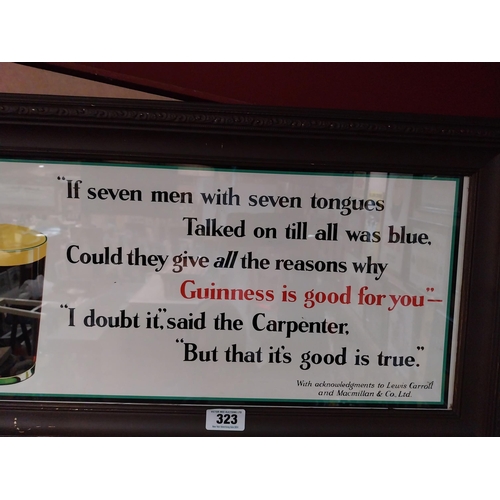 323 - Guinness Seven Men framed advertising print. {33 cm H x 104 cm W}.