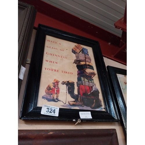 324 - Have a Glass of Guinness when you are tired framed advertising print. {37 cm H x 29 cm W}.