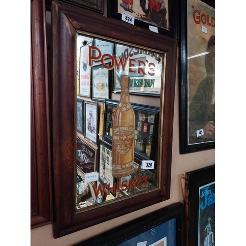 326 - Original John Power's Whiskey Dublin framed advertising mirror. {53 cm H x 40 cm W}