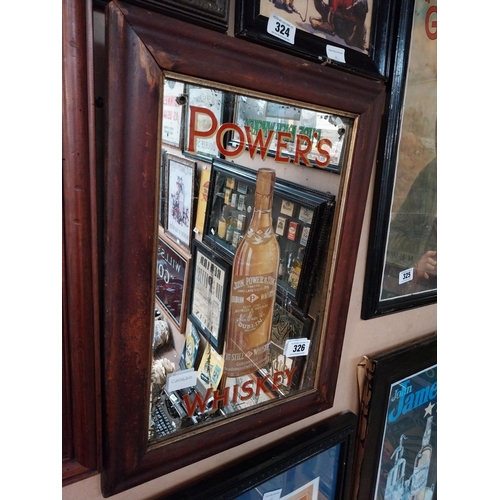 326 - Original John Power's Whiskey Dublin framed advertising mirror. {53 cm H x 40 cm W}