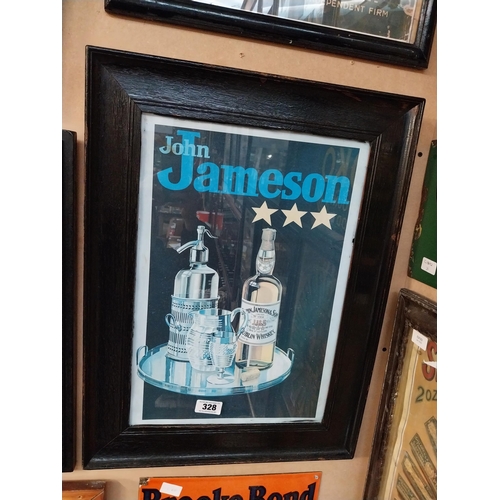 328 - John Jameson framed advertising print. {65 cm H x 50 cm W}.