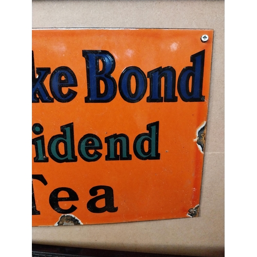 329 - Brooke Bond Dividend Tea enamel advertising sign. {24 cm H x 35 cm W}.