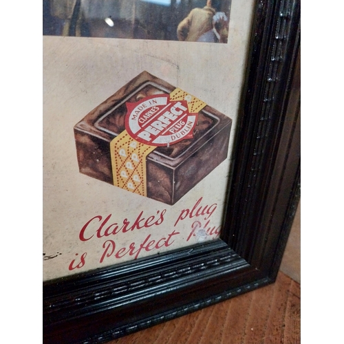 331 - William Clarke and Sons Tobacconist Dublin and Cork framed advertising print. {37 cm H x 48 cm W}.