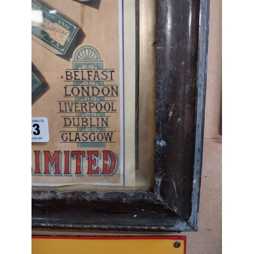 333 - Gallaher's Smoking and Chewing Sixpenny Tobacco Plug framed advertising print. {60 cm H x 26 cm W}.