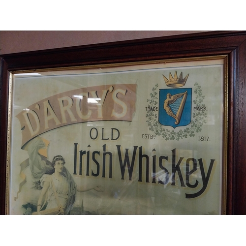 335 - Darcy's Old Irish Whiskey Newry framed advertising print. {64 cm H x 52 cm W}.