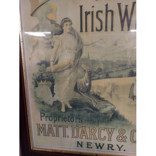 335 - Darcy's Old Irish Whiskey Newry framed advertising print. {64 cm H x 52 cm W}.