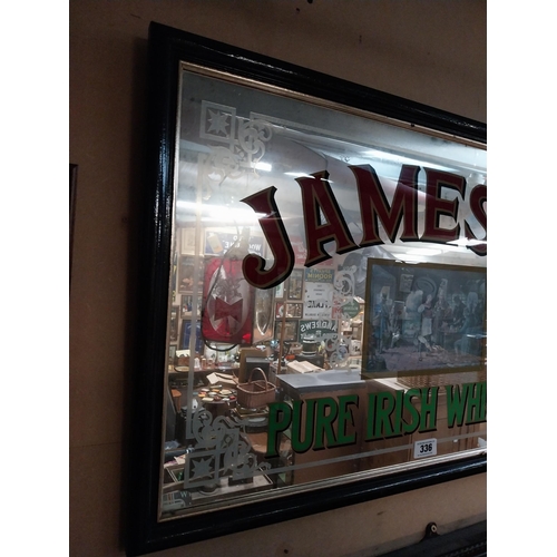 336 - 1970's Jameson Pure Irish Whiskey framed advertising mirror. {57 cm H x 87 cm W}.