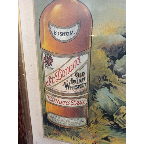 337A - Donard Dew old Irish whisky framed advertising print {H 60cm x W 67cm }.