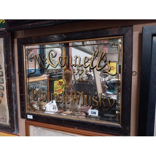 338 - McConnell's Old Irish Whisky Belfast framed advertising mirror. {43 cm H x 64 cm  W}.